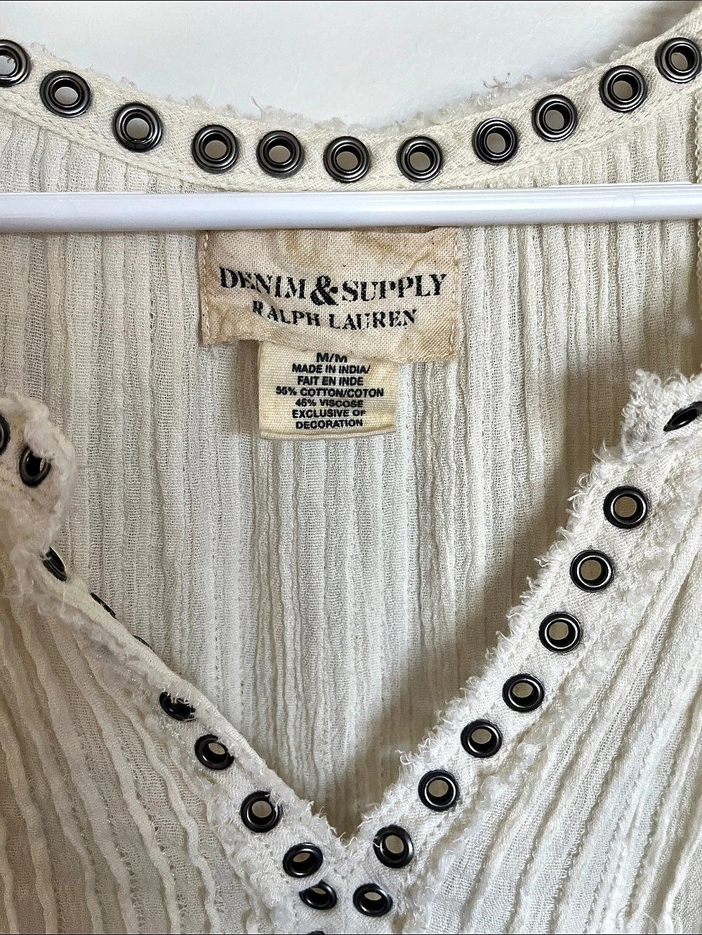 Denim & Supply Ralph Lauren Grommet Peasant Top Size M - Picture 4 of 7